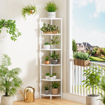 Space Saving 6-Shelf Corner Bookcase