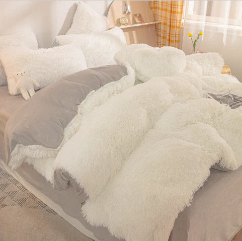 Pastel Pink Plush Duvet Cover