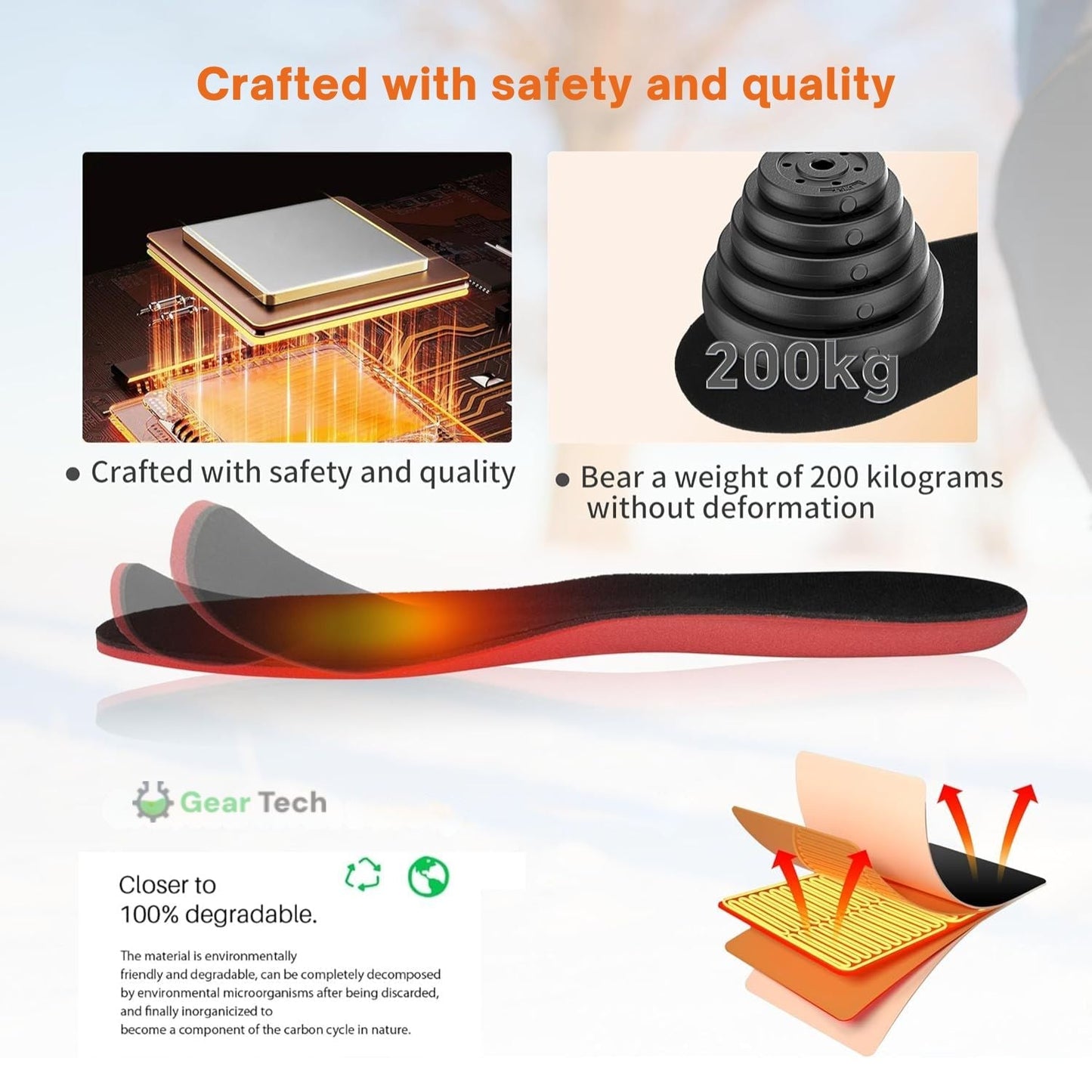 Warm Rechargeable Insoles with USB and Ventilated Style
