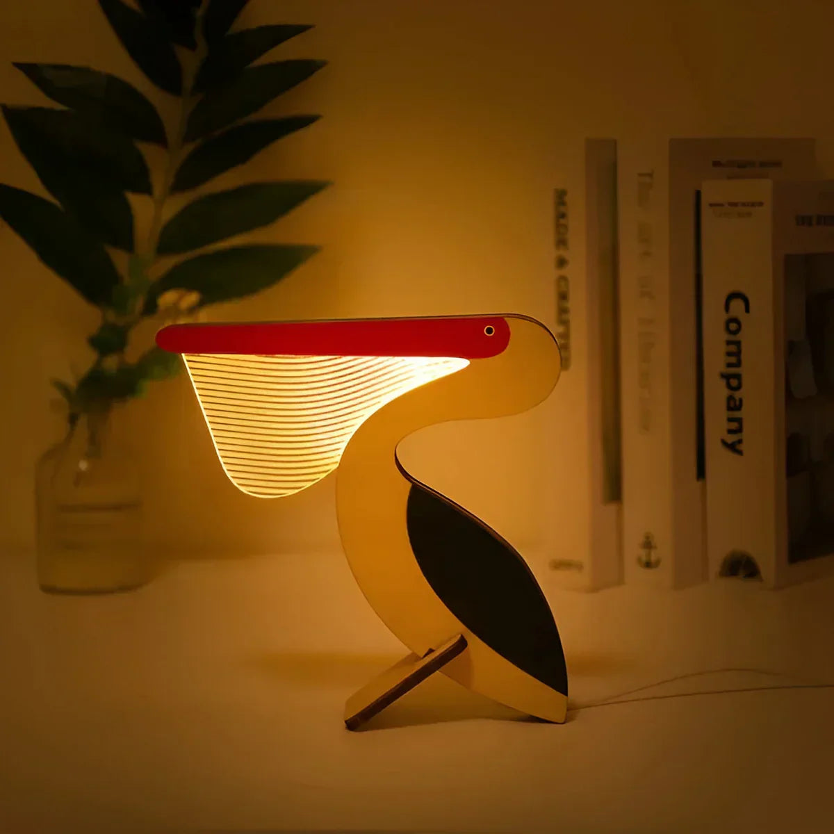 Wooden Animal Desk Lamp Figurine