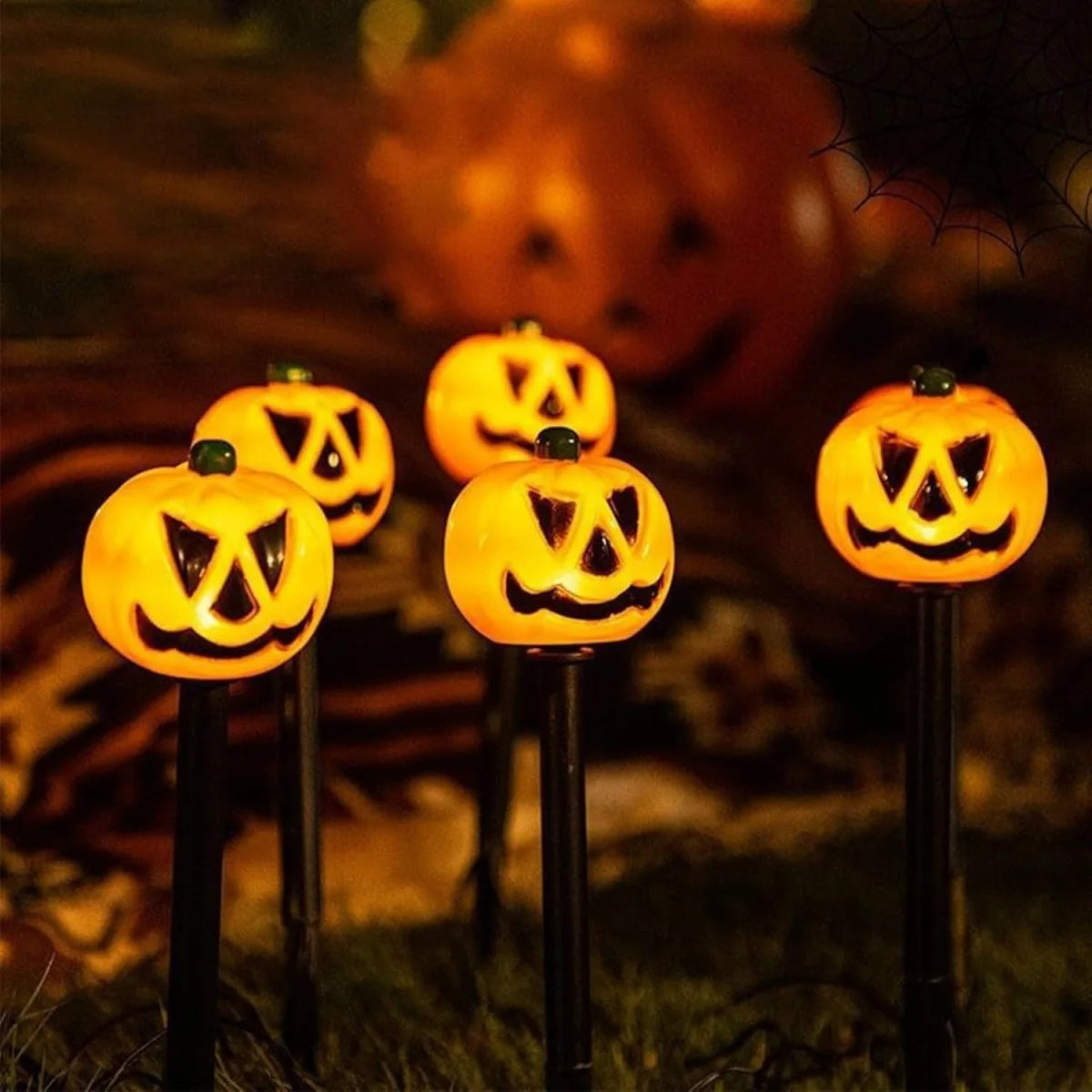 Spooky Solar Powered Pumpkin Ghost Decoration Set