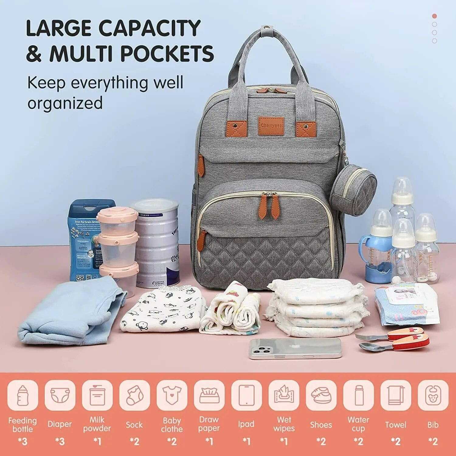 3-in-1 Diaper Bag Backpack with Foldable Baby Bed & USB Charging Port – Waterproof Travel Bag with Changing Station
