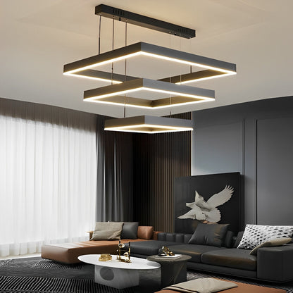Contemporary Dimmable LED Black Ceiling Chandelier with Remote - Halri