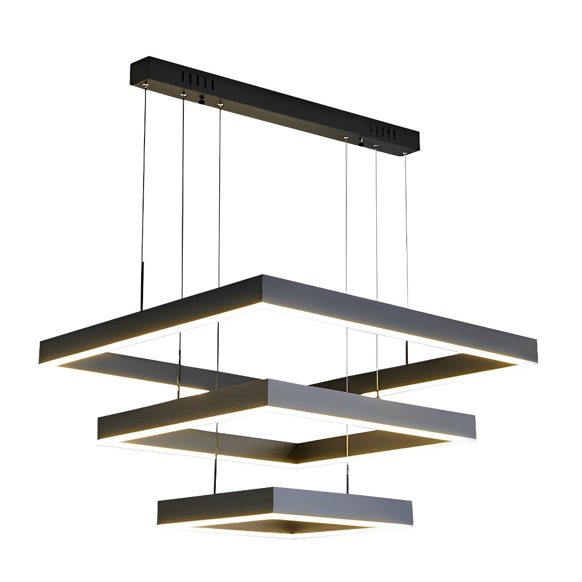 Contemporary Dimmable LED Black Ceiling Chandelier with Remote