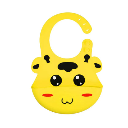Soft Baby Bibs Set - Cute Animal Print Silicone Bibs