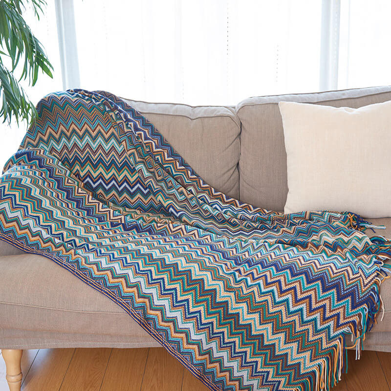 Vibrant Plaid Fringe Throw Blanket - Halri