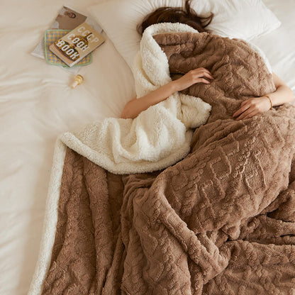 Plush Reversible Fleece Throw Blanket with Soft Texture