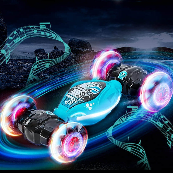 Fun Remote Control Car with LED Lights and Stunt Action