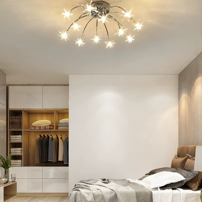Luxury Chrome Glass Semi Flush Ceiling Light