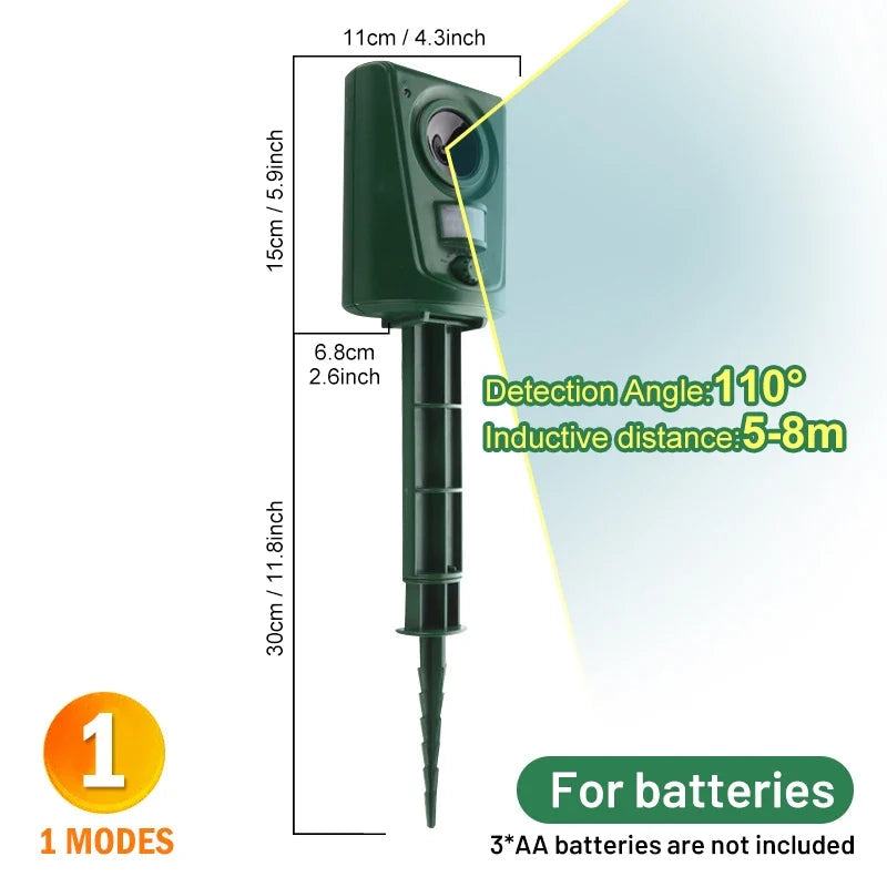 Outdoor Solar Powered Animal Deterrent with LED Light
