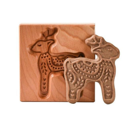 Wooden Cookie Cutter Set with Engraved Designs