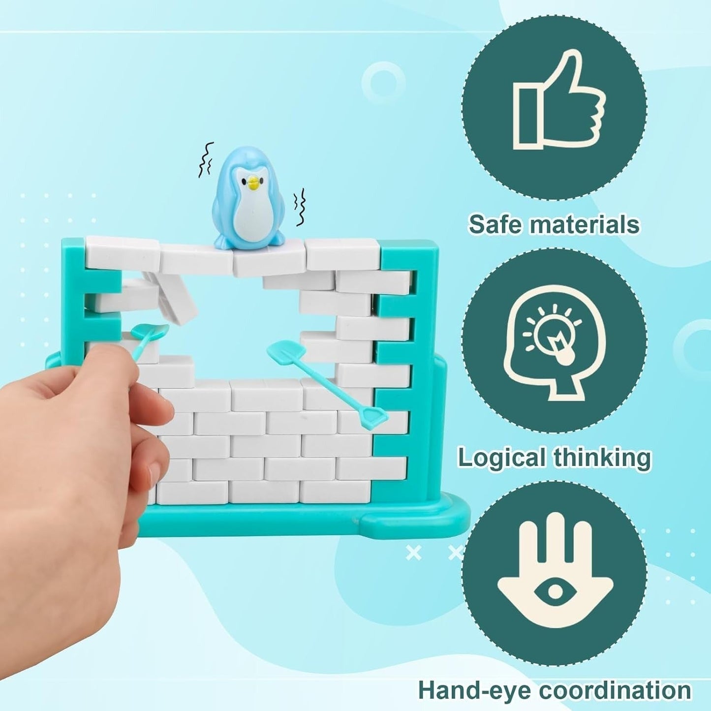 3PCS Penguin Trap Game with Fun and Safe Play Builds Logic, Hand-Eye Coordination, Easy Assembly for Kids Ages 3+