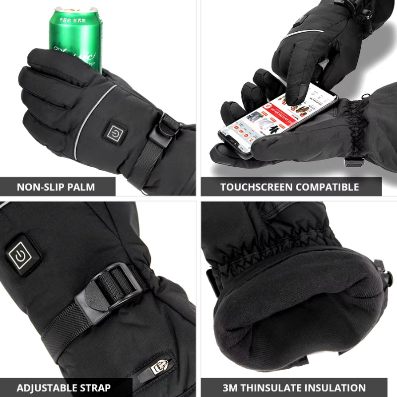 Warm Rechargeable Gloves for Skiing and Outdoor Use