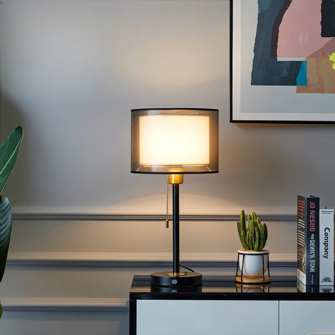 Soft Fabric Double Shade Table Light