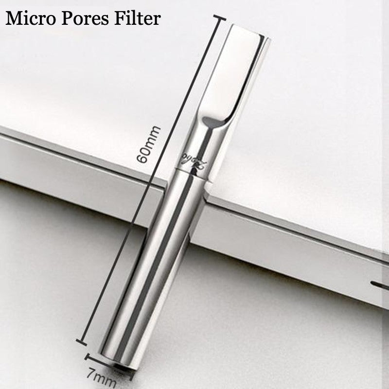 Reusable Metal Cigarette Filter Case with Tar Filter