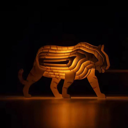 Rustic Handcrafted Wooden Animal Lamp