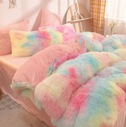 Pastel Pink Plush Duvet Cover