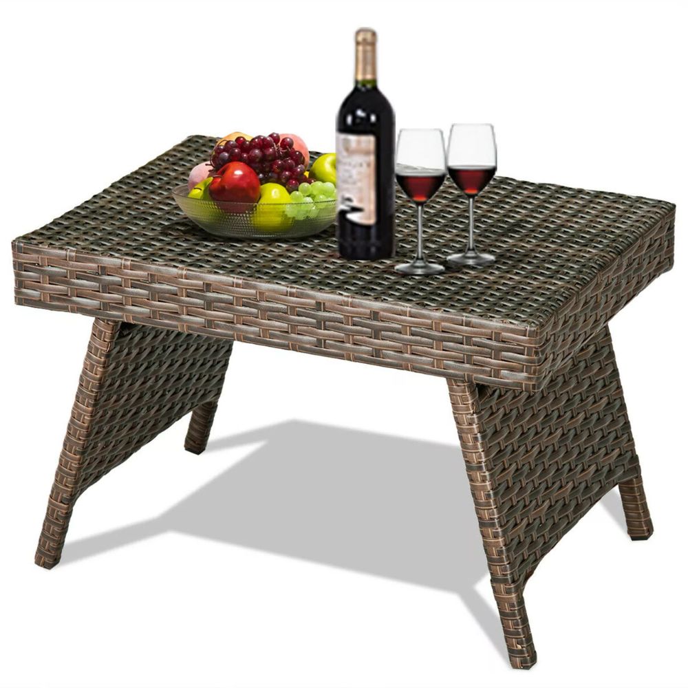 Durable Outdoor Wicker Patio Side Table