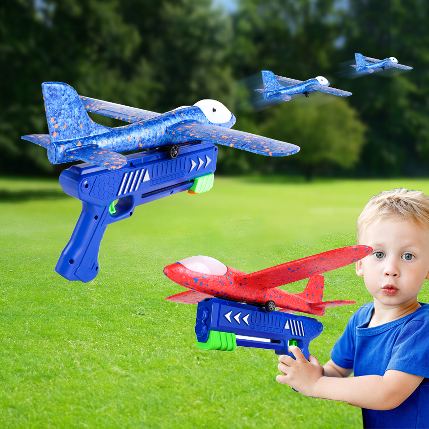 Fun Kids Plane Launchers 3 Pack Soft Foam Toys - Halri
