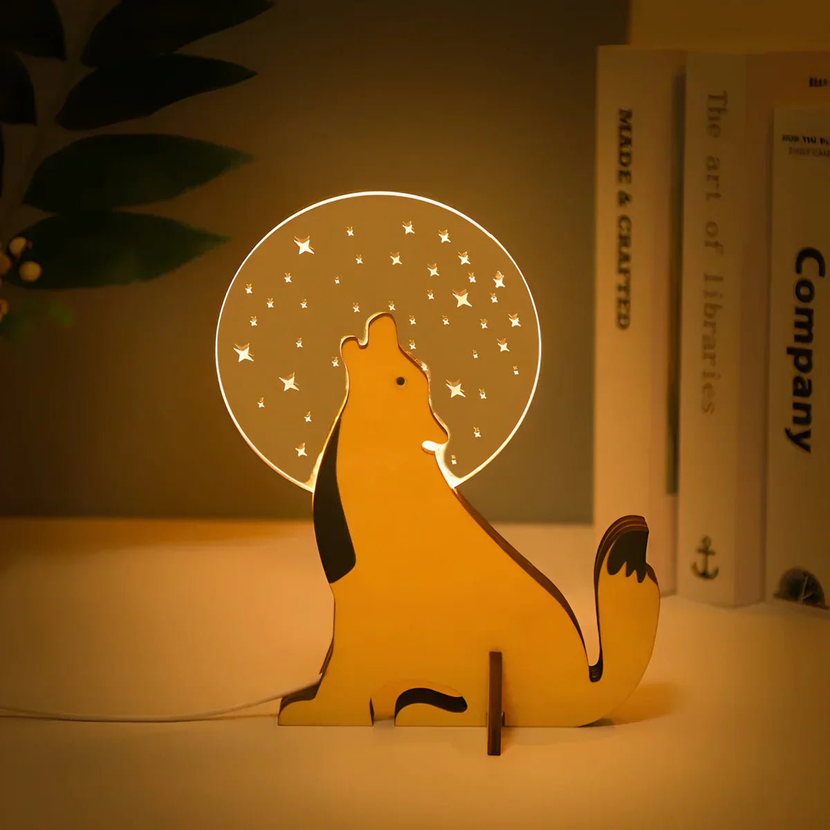 Wooden Animal Desk Lamp Figurine
