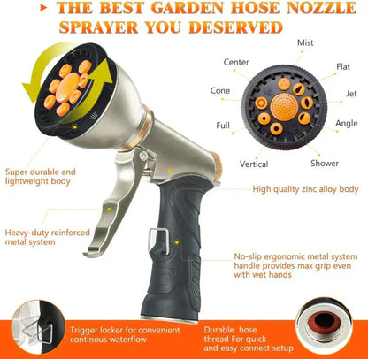Long Flexible Garden Hose with Spray Nozzle