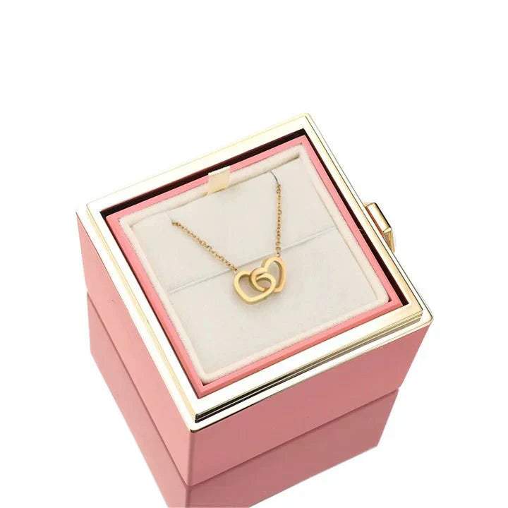 Eternal Rose Jewelry Box with Secret Necklace Inside