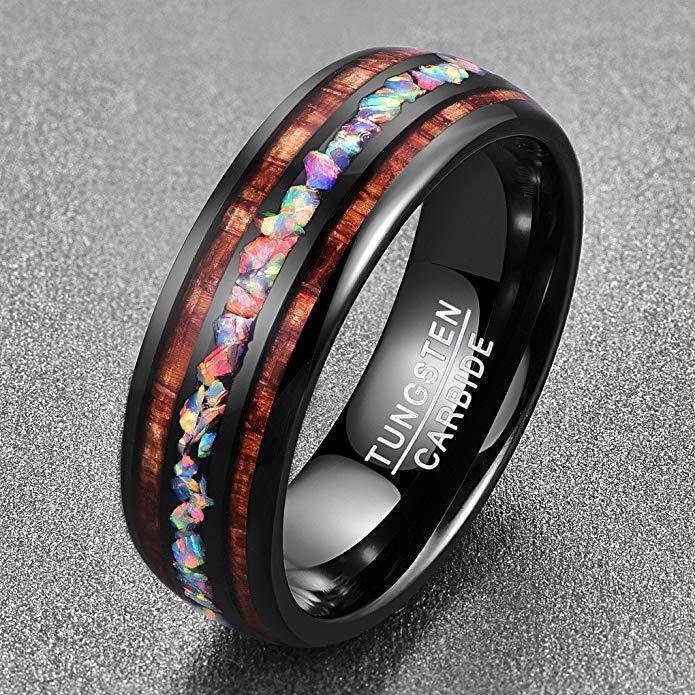 Unique Wooden Tungsten Wedding Ring