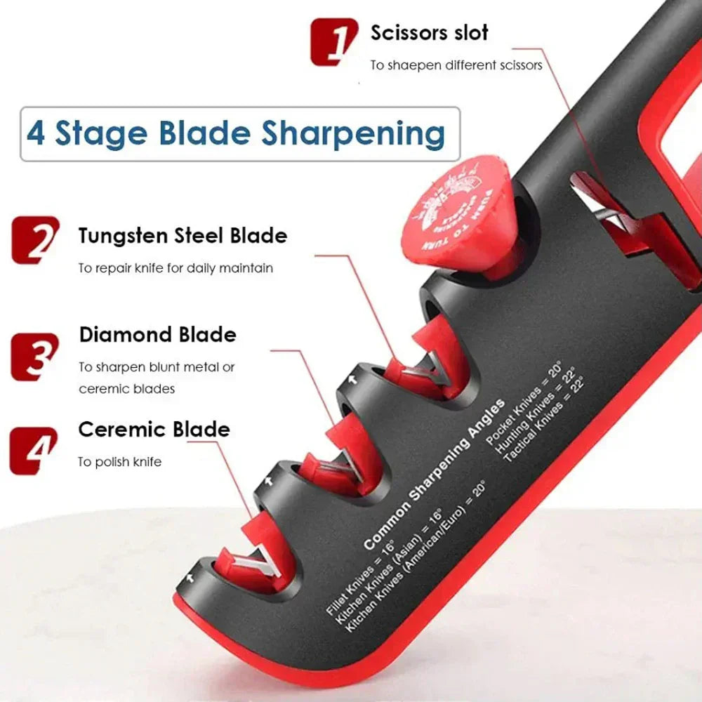 Compact 4-in-1 Sharpener for Knives and Scissors