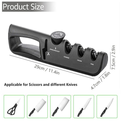 Compact 4-in-1 Sharpener for Knives and Scissors