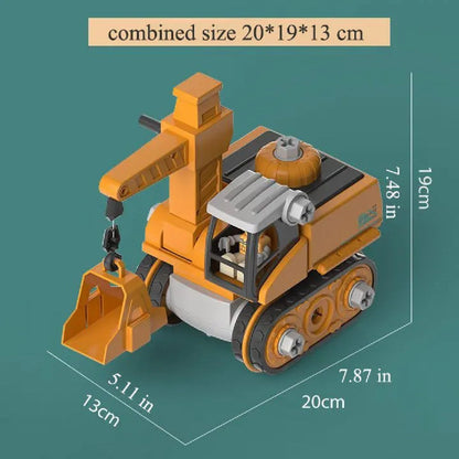 4-in-1 Kids Engineering Vehicle Assembly Toy – Boosts Creativity & Logic, Realistic Play, Electric Drill, Engineering Accessories, Safe for Ages 3+