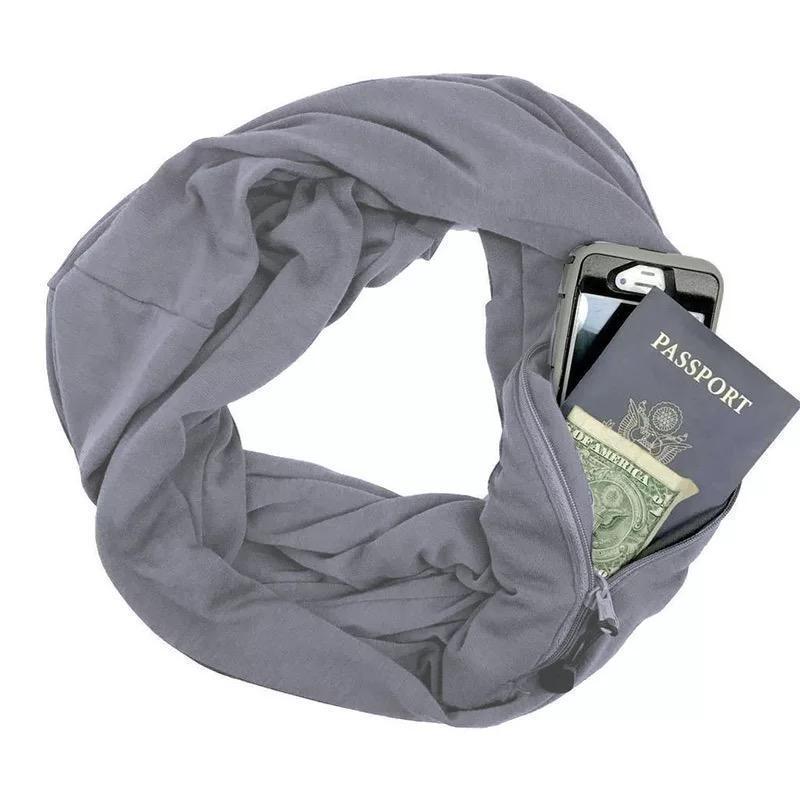 Warm Safe Scarf with Hidden Pocket