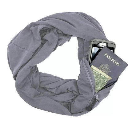 Warm Safe Scarf with Hidden Pocket