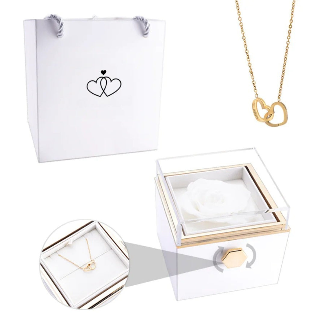 Eternal Rose Jewelry Box with Secret Necklace Inside