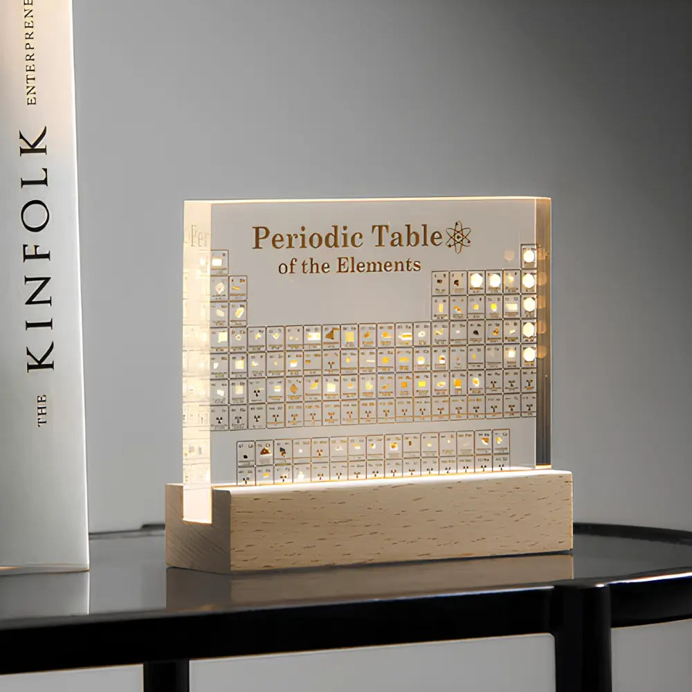 Authentic Periodic Table Display - Glass Top Desk Organizer - Halri