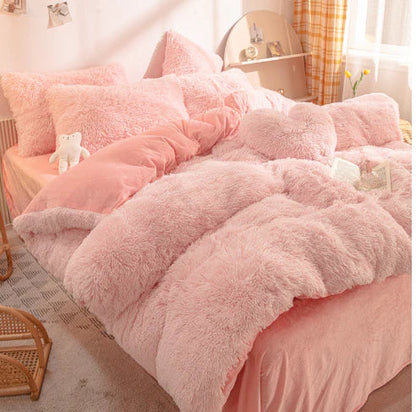Pastel Pink Plush Duvet Cover