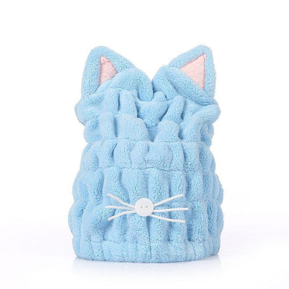 Adorable Kitty Hooded Microfiber Bath Turban - Halri