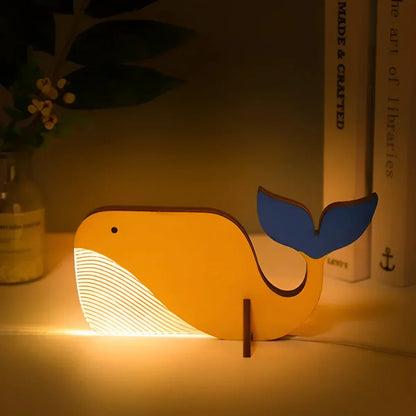 Wooden Animal Desk Lamp Figurine