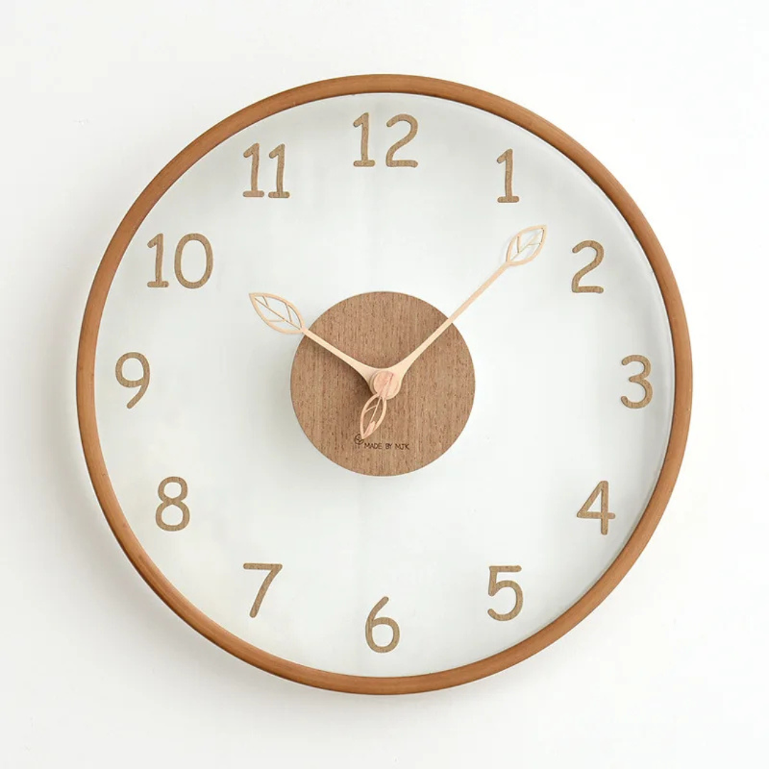 Modern Glass Wooden Wall Clock