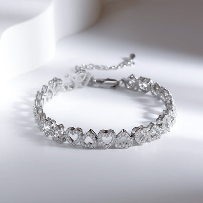 Romantic Heart Shaped Diamond Bracelet