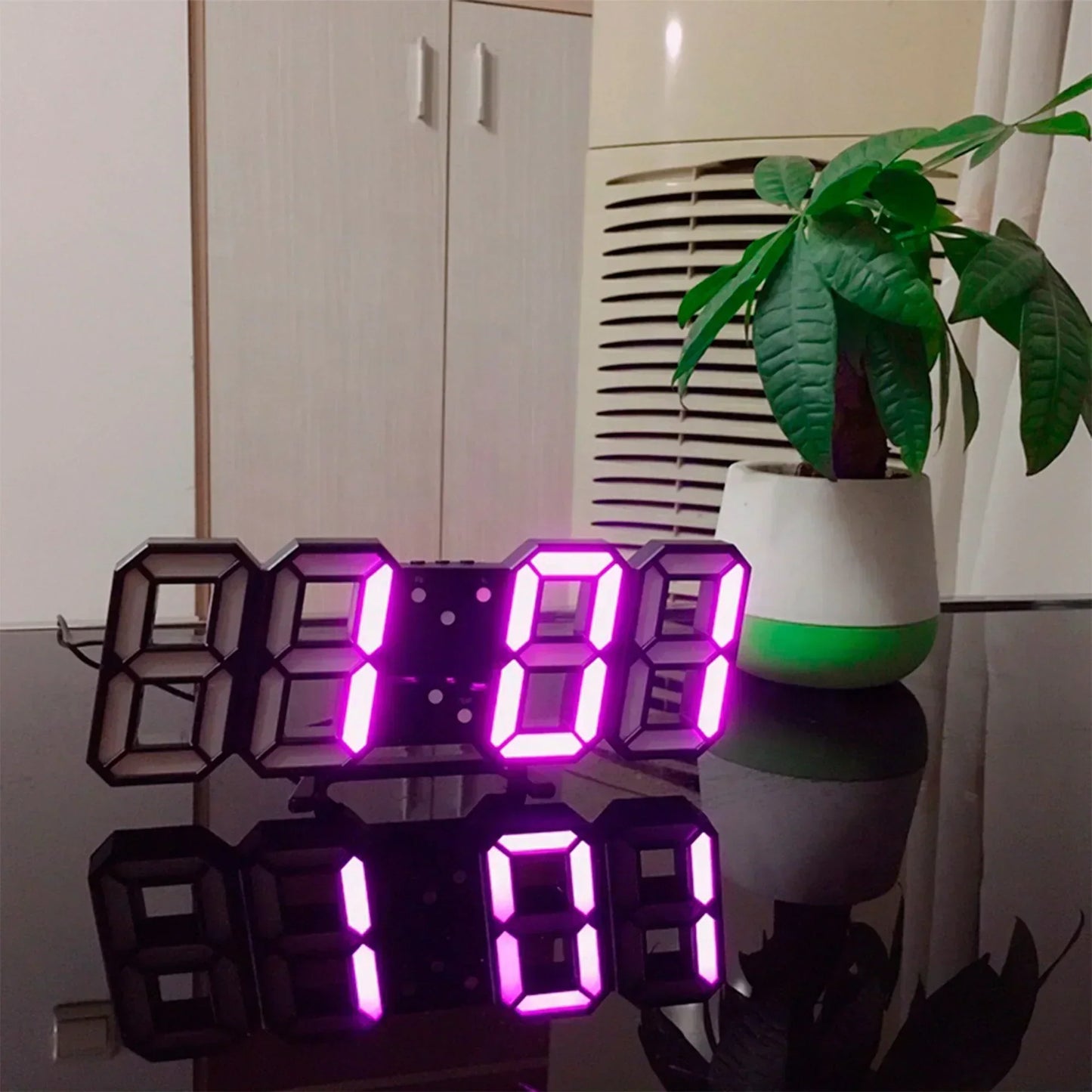 Sleek 3D LED Wall Clock with Dimmer
