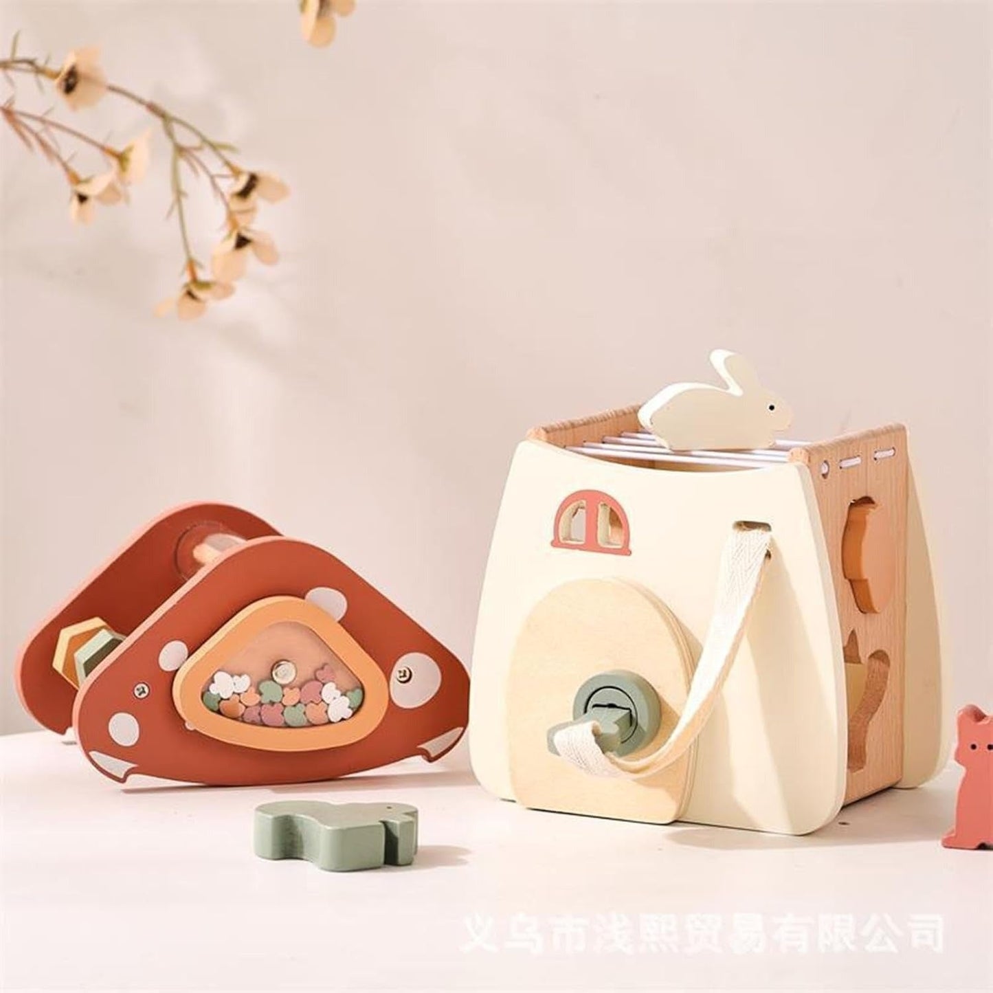 5-in-1 Montessori Mushroom Wooden Musical Toy with Xylophone, Fine Motor Activities, Pull Strap & Whimsical Design, Safe for Ages 1+