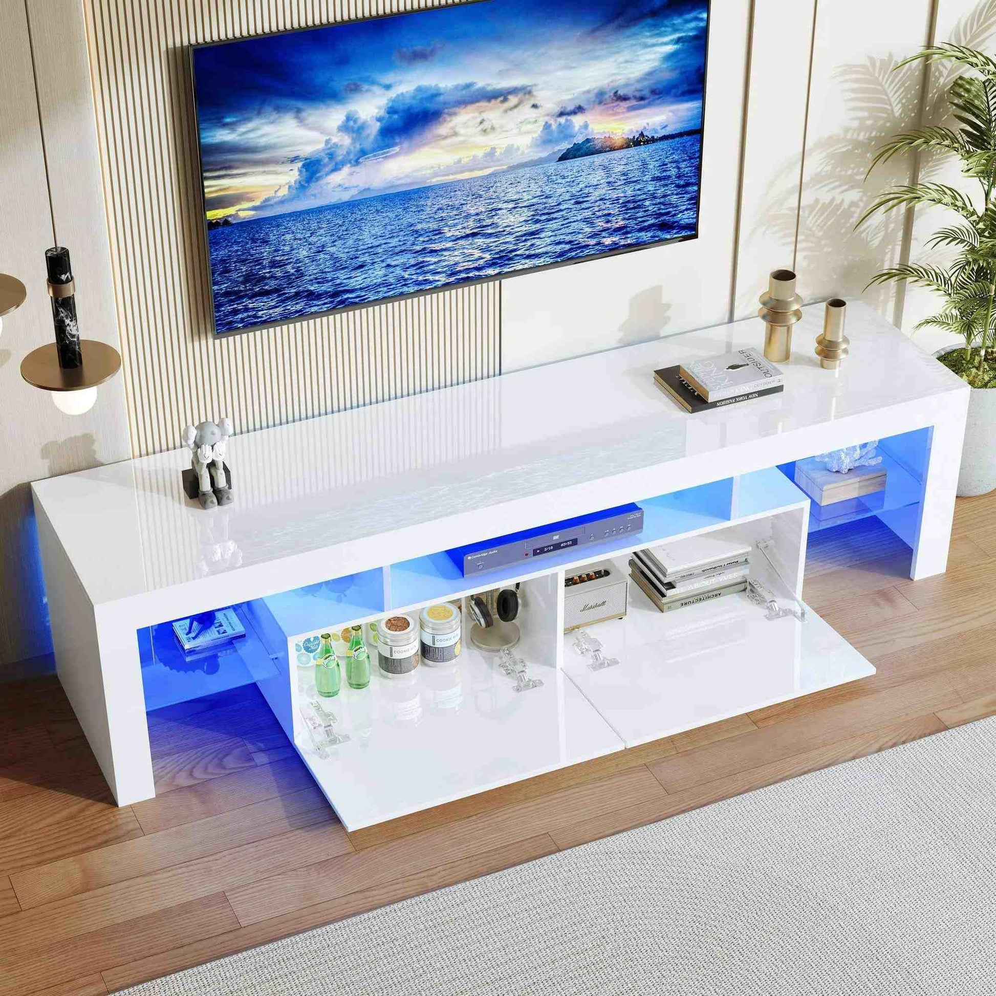 Modern TV Table with Colorful LED Lighting - Halri