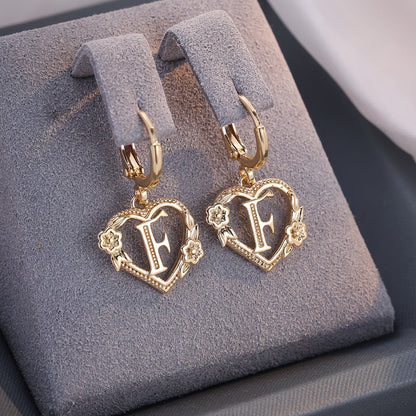 Simple Initial Heart Huggie Earrings
