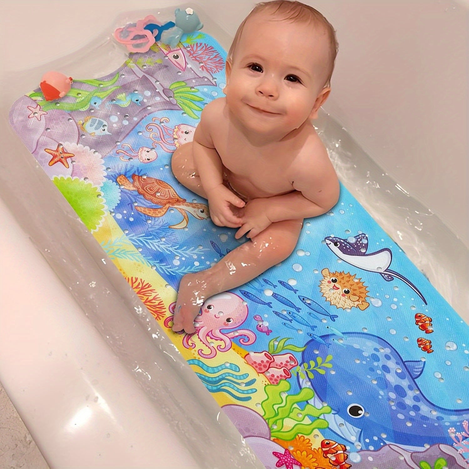 Soft Grip Bath Mat for Kids with Suction Cups - Halri
