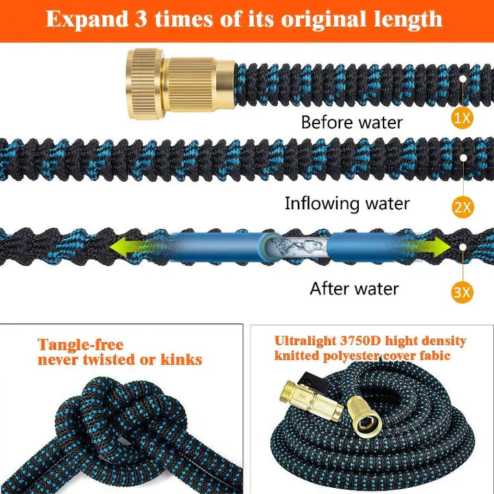 Long Flexible Garden Hose with Spray Nozzle