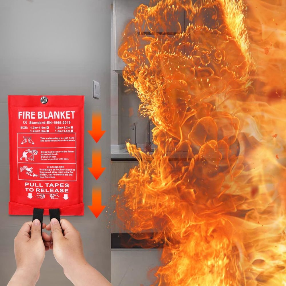 Flame Resistant Blanket 2-Pack Emergency Fire Protection Covers