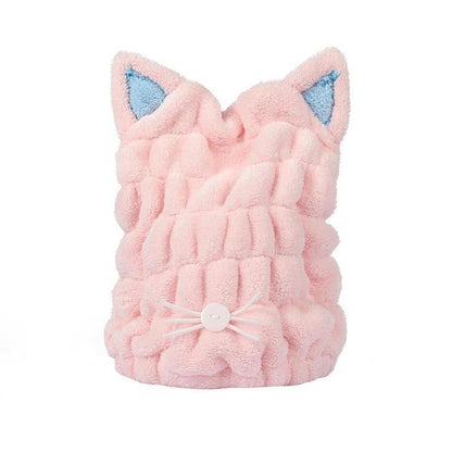 Adorable Kitty Hooded Microfiber Bath Turban
