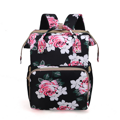 Portable Floral Baby Diaper Bag with Netting - Halri