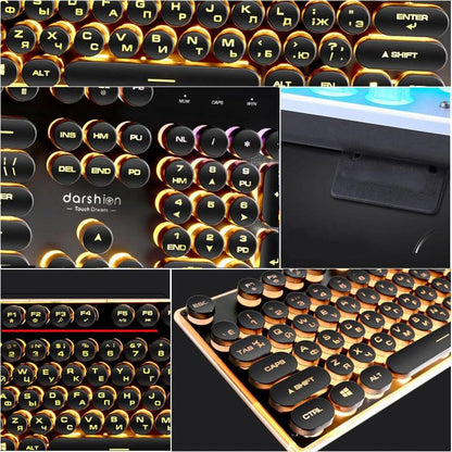 Vintage LED Gaming Keyboard Round Backlit Keys