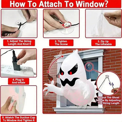 Spooky 5ft Blow Up Halloween Ghost Decor